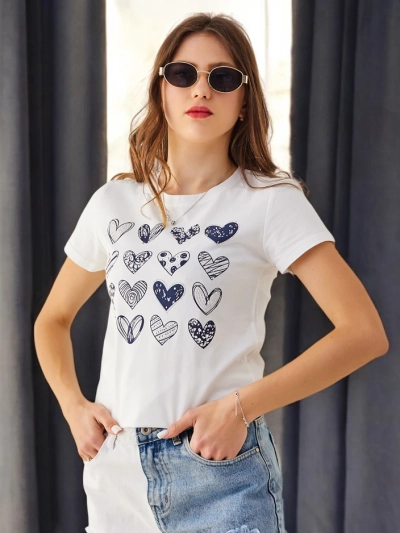 Royalfashion Жіноча бавовняна футболка Багато сердець