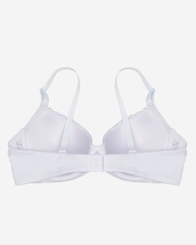 Bílá dámská push-up podprsenka zdobená krajkou- Spodní prádlo