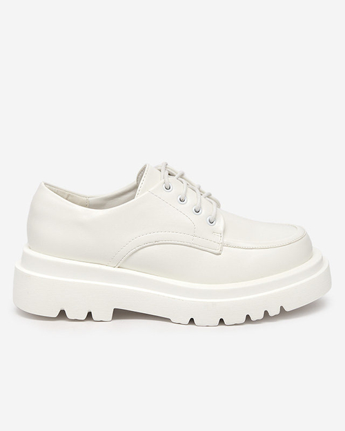 Білі жіночі туфлі з екошкіри зі шнурівкою Gerin - Взуття