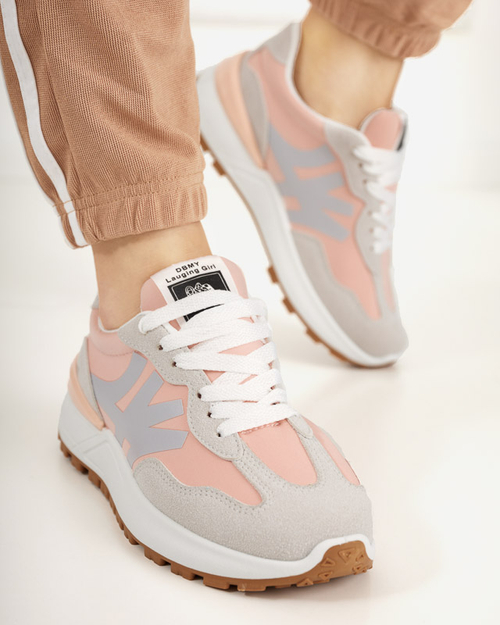 Рожеві жіночі кросівки з сірими вставками Narisa
