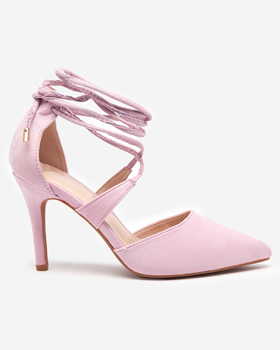 OUTLET Світло-рожеві жіночі туфлі на підборах з підв'язкою на щиколотці Azunis - Взуття