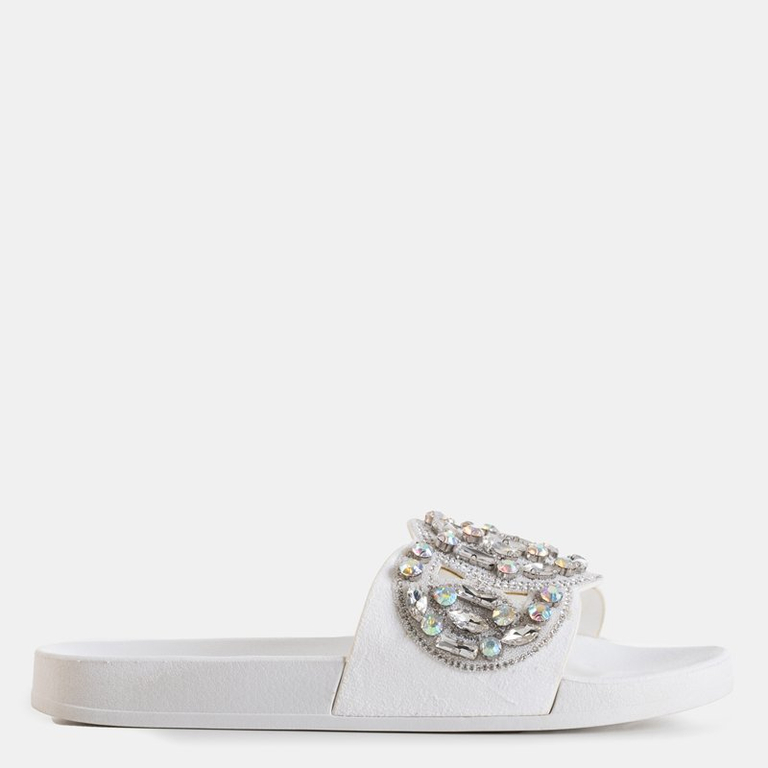 Bílé gumové pantofle s ornamenty Masandra - obuv