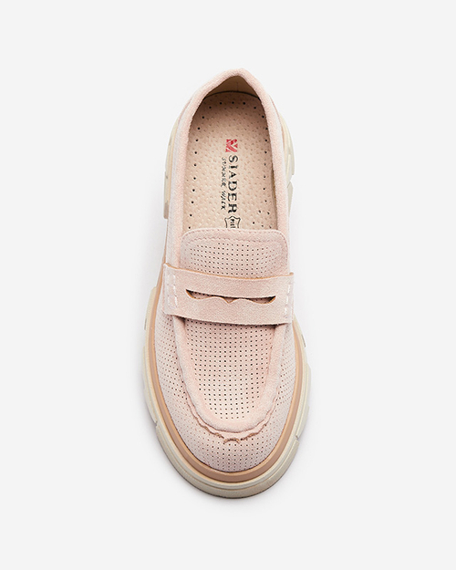 Рожеві жіночі ажурні мокасини на суцільній підошві Ejina - Взуття