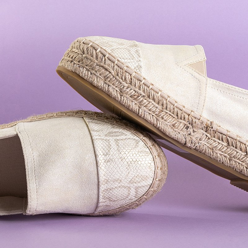 Бежеві жіночі еспадрильї на платформі з оздобленням Tinika