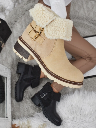 Dámské kotníkové boty z eko kůže s kožíškem Kavira