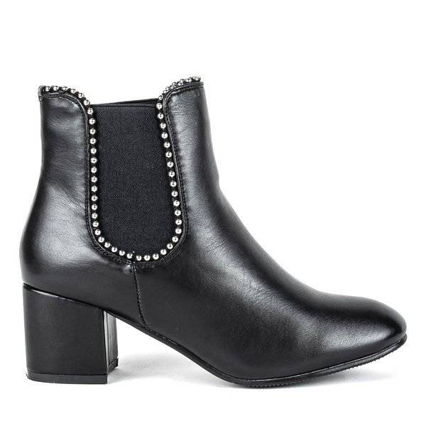OUTLET Černé kotníkové boty s kamínky Reja - obuv