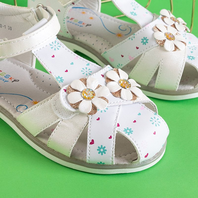 OUTLET Білі босоніжки для дівчат з декором Laluna - Взуття