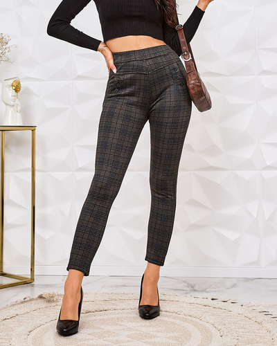 Royalfashion Dámské zateplené kostkované teggings kalhoty