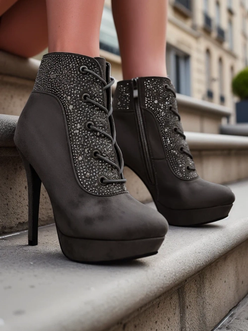 Чоботи на блискавці Royalfashion для жінок з блискітками Efelolo