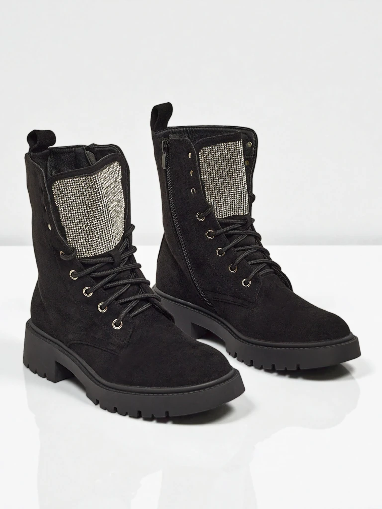 Eko semišové šněrovací dámské kotníkové boty Ferlyne