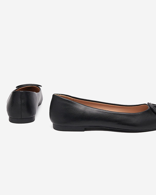 Жіночі чорні гострокінцеві балерини з орнаментом на носочку Manico - Взуття