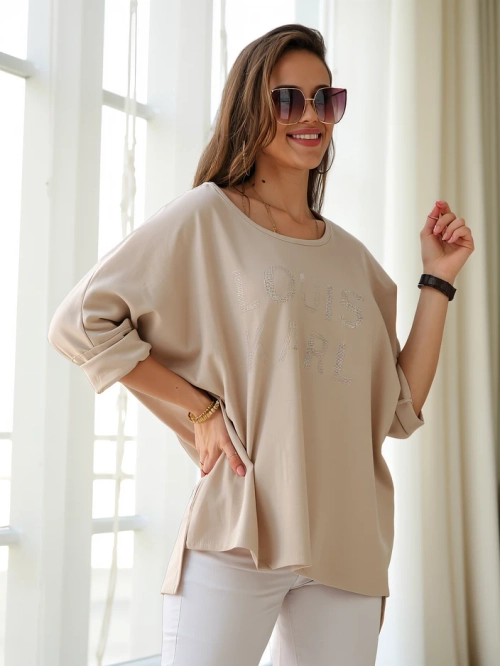 Royalfashion Жіноча блуза з віскози з написом з страз