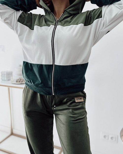 Жіночий смугастий світшот Royalfashion темно-зеленого кольору