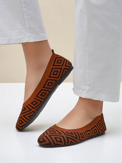 Royalfashion Dámské látkové baleríny s geometrickým potiskem Metrika