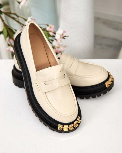 Dámské Loafersy Aurelia Béžové na Platformě 5cm - Stylové a Pohodlné