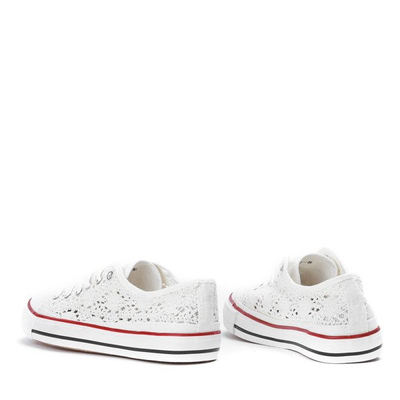 Białe trampki z koronkowym wykończeniem Envine - Obuwie