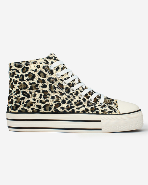 Royalfashion Бежеві жіночі леопардові кеди на платформі Fylissa