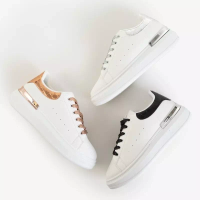 OUTLET Bílé a stříbrné dámské sportovní boty Pamelia - Oblečení