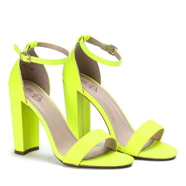 Żółte neonowe sandały na słupku Noemi - Obuwie