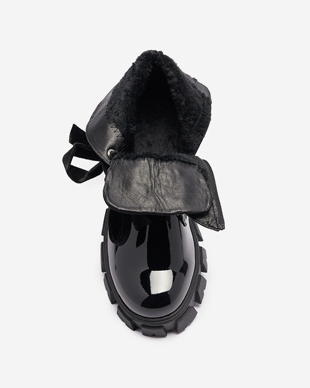 Dámské černé lakované boty Selpo- Footwear