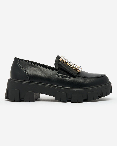 Royalfashion Чорні мокасини з декором на носі Alomease