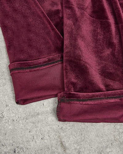 Жіночі велюрові спортивні костюми бордового кольору PLUS SIZE- Одяг