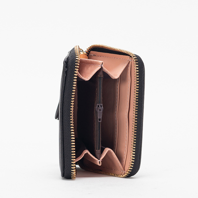 Černá malá dámská peněženka s medvídkem a přívěskem na klíče - Doplňky