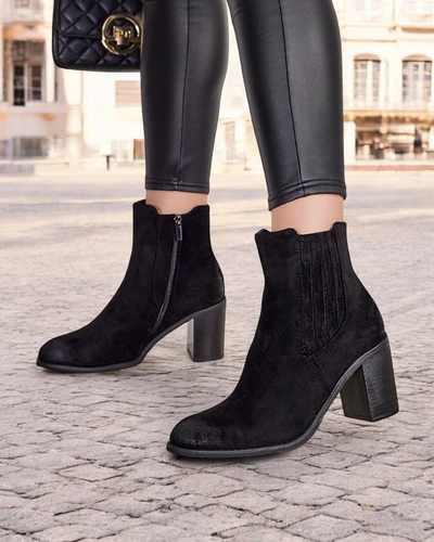 Royalfashion Dámské kotníkové boty Eco-semiš na blokovém podpatku Cesios