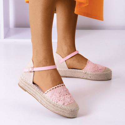 Světle růžové sandály na platformě espadrilky Ritisa - Boty