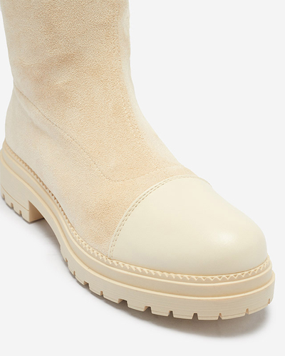 Dámské béžové kozačky nad kolena Caff-Shoes