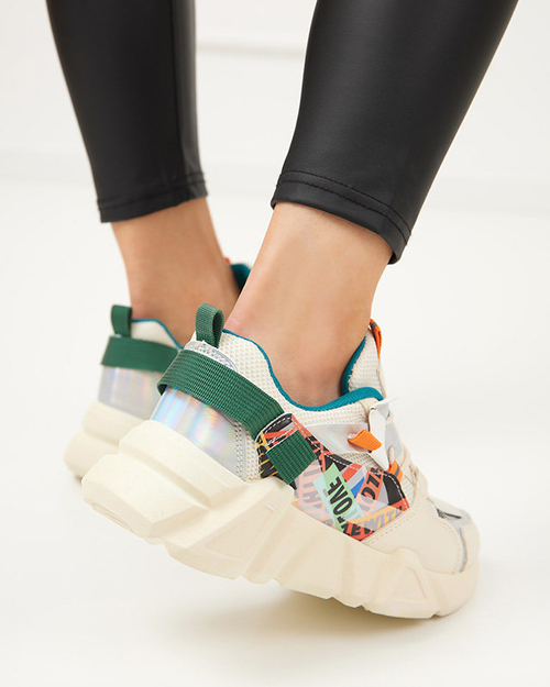 OUTLET Бежеве жіноче спортивне взуття з кольоровими вставками Deroni - Взуття