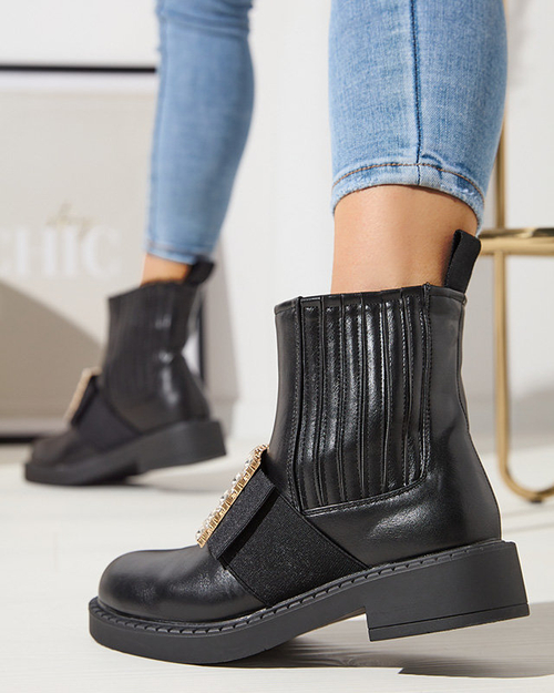 Чорні жіночі ботильйони з орнаментом Zenata - Взуття