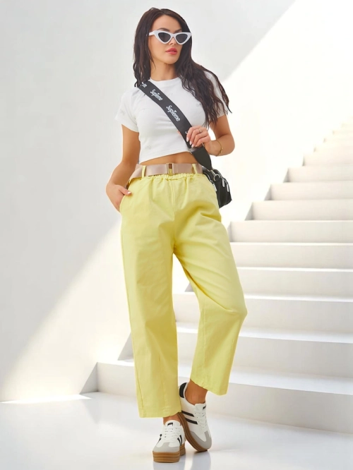 Royalfashion Бавовняні прямі жіночі брюки, тканина