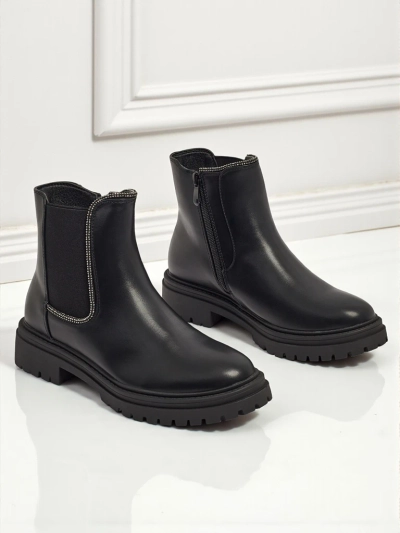 Kotníkové boty z ekologické kůže se zirkony Novira