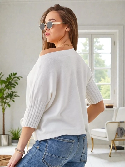 Royalfashion Жіночий візкозний светр з коротким рукавом