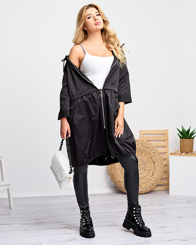 Жіноча довга чорна куртка-вітровка - Одяг