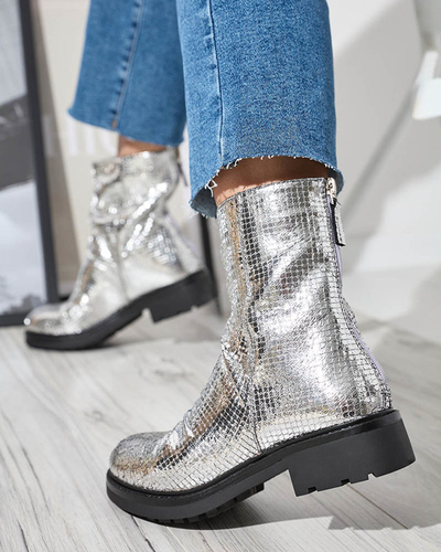 OUTLET Сріблясті жіночі черевики з тисненням Ahhy- Footwear