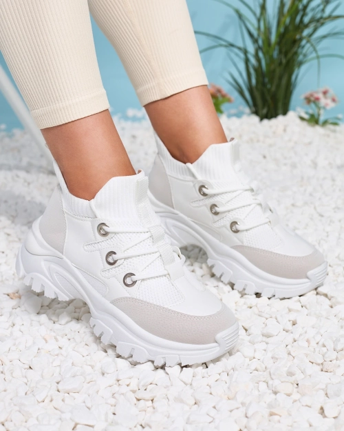 Жіночі спортивні кросівки біло-бежевого кольору Hasola- Footwear