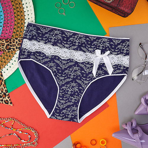 Труси жіночі з принтом темно-синього кольору PLUS SIZE- Нижня білизна