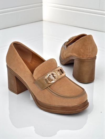 Dámské Loafers Perseida – světle hnědé semišové na sloupku elegantní