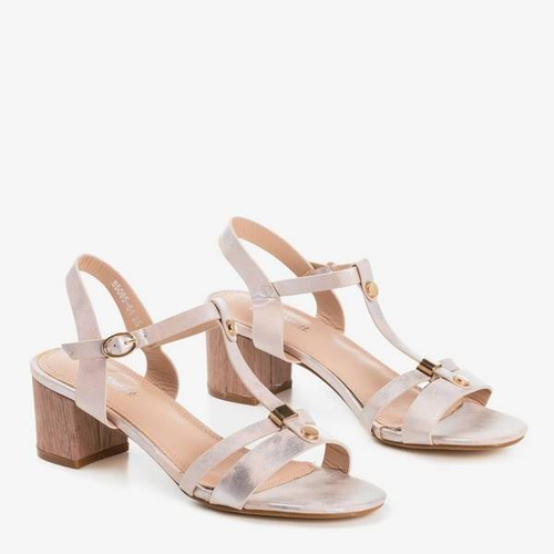 ВИХІД Бежеві жіночі босоніжки із срібним покриттям Samulico - Взуття