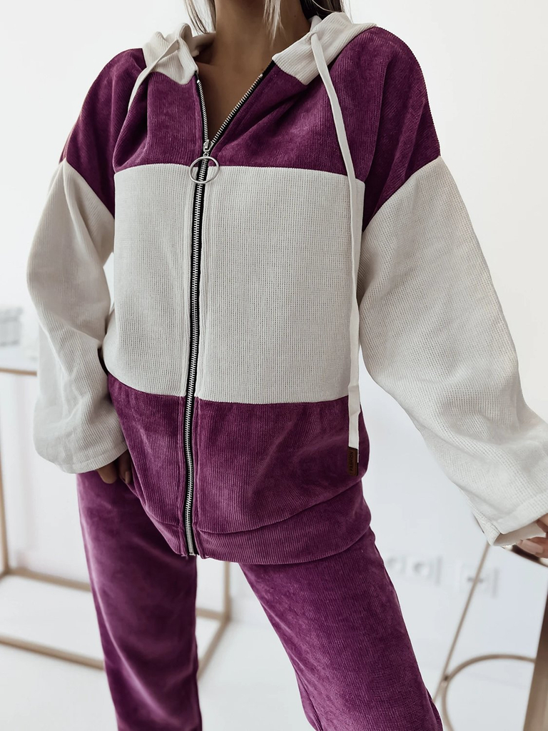 Royalfashion Dámská fialová pruhovaná sportovní souprava