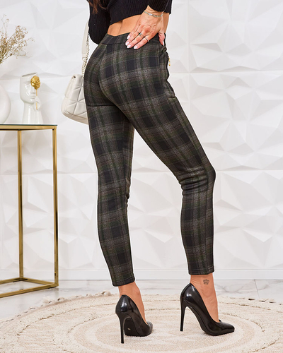 Royalfashion Dámské zateplené kostkované teggings kalhoty