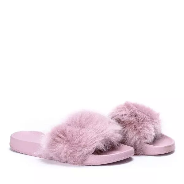 VÝSTUP Fialové pantofle s kožíškem Millie- Footwear