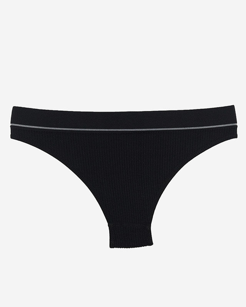 Жіночі чорні трусики в рубчик зі спортивними написами - Нижня білизна