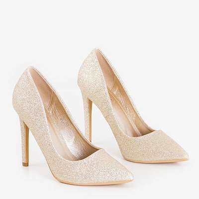 Золоті туфлі на підборах з мерехтливим покриттям Jeny