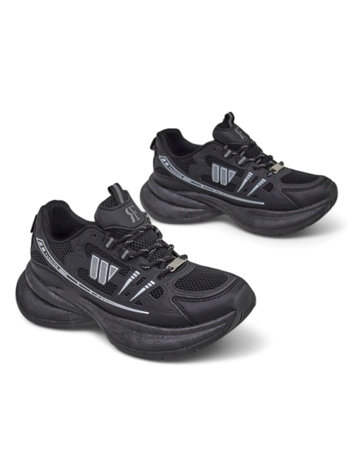 Спортивні жіночі черевики Royalfashion Hypatia чорні на плоскому каблуці 5 см