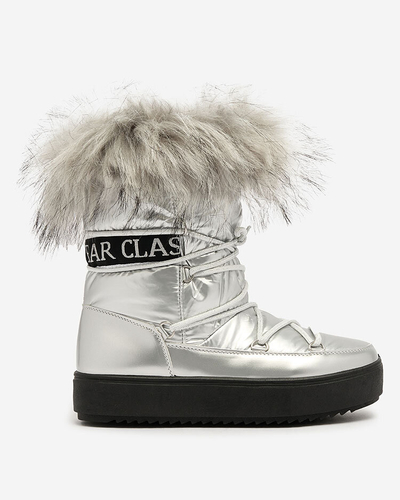 Royalfashion Stříbrné nazouvací boty a'la snow boots for women Efilayla