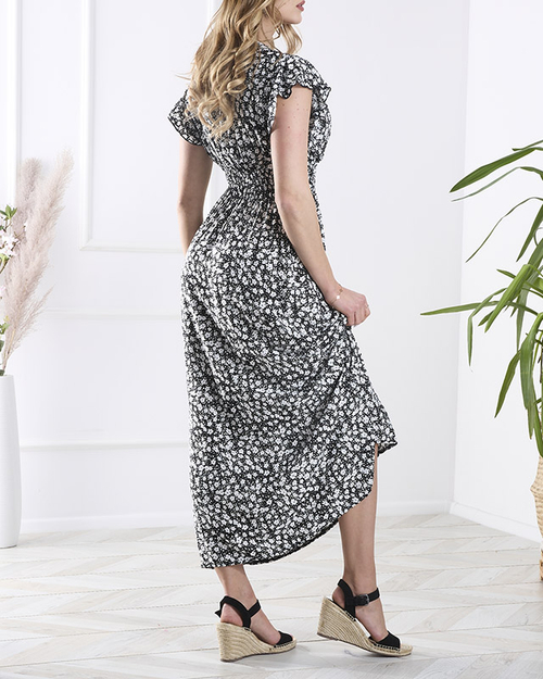 Чорна жіноча квіткова максі-сукня - Одяг