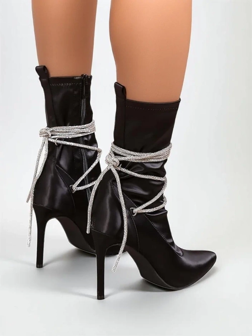 Royalfashion жіночі ботильйони на підборах зі стразами Glamese